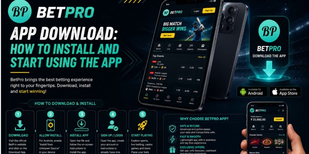 Betpro APK download process on mobile